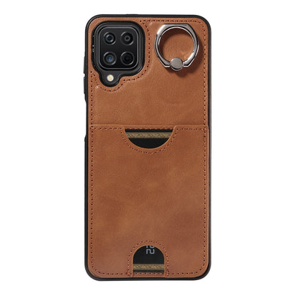 Samsung Galaxy A12 4G Calf Texture Phone Case with Card Slot & Ring Holder - Durable & Stylish Protection