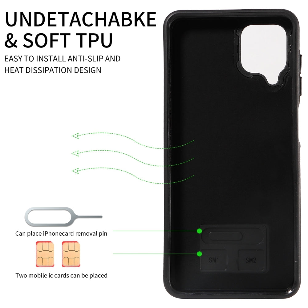 Samsung Galaxy A12 4G Calf Texture Phone Case with Card Slot & Ring Holder - Durable & Stylish Protection