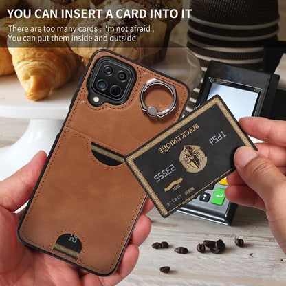 Samsung Galaxy A12 4G Calf Texture Phone Case with Card Slot & Ring Holder - Durable & Stylish Protection