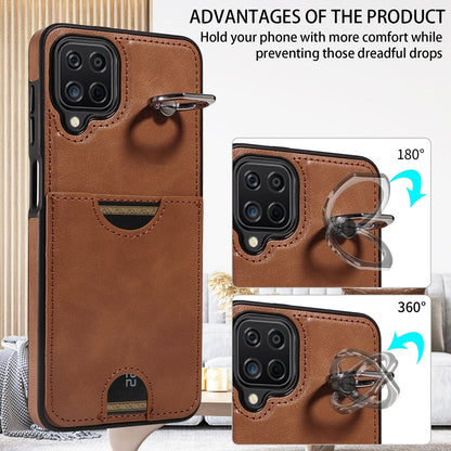 Samsung Galaxy A12 4G Calf Texture Phone Case with Card Slot & Ring Holder - Durable & Stylish Protection
