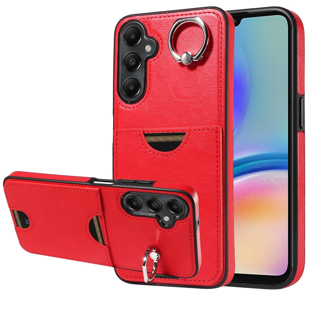 Samsung Galaxy A05s Calf Texture Phone Case with Card Slot & Ring Holder - Durable & Stylish Protection