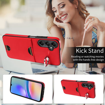 Samsung Galaxy A05s Calf Texture Phone Case with Card Slot & Ring Holder - Durable & Stylish Protection