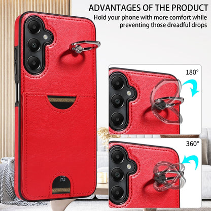 Samsung Galaxy A05s Calf Texture Phone Case with Card Slot & Ring Holder - Durable & Stylish Protection