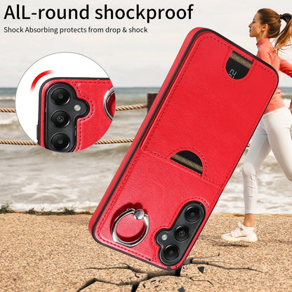 Samsung Galaxy A05s Calf Texture Phone Case with Card Slot & Ring Holder - Durable & Stylish Protection