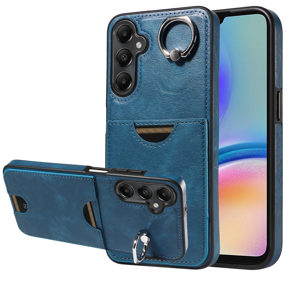 Samsung Galaxy A05s Calf Texture Phone Case with Card Slot & Ring Holder - Durable & Stylish Protection