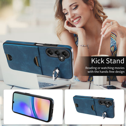 Samsung Galaxy A05s Calf Texture Phone Case with Card Slot & Ring Holder - Durable & Stylish Protection