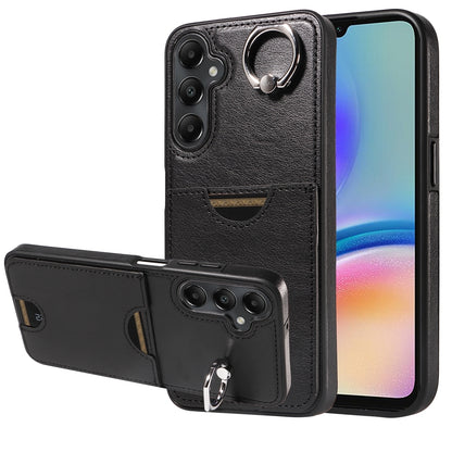 Samsung Galaxy A05s Calf Texture Phone Case with Card Slot & Ring Holder - Durable & Stylish Protection