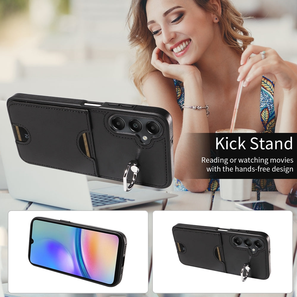 Samsung Galaxy A05s Calf Texture Phone Case with Card Slot & Ring Holder - Durable & Stylish Protection
