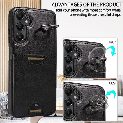 Samsung Galaxy A05s Calf Texture Phone Case with Card Slot & Ring Holder - Durable & Stylish Protection