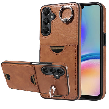 Samsung Galaxy A05s Calf Texture Phone Case with Card Slot & Ring Holder - Durable & Stylish Protection