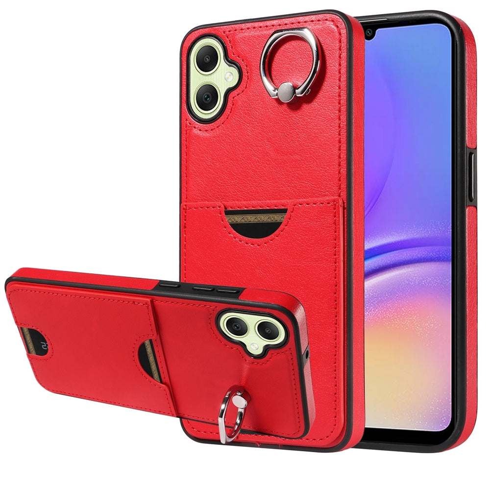 Samsung Galaxy A05 Calf Texture Phone Case with Card Slot & Ring Holder - Durable & Stylish Protection