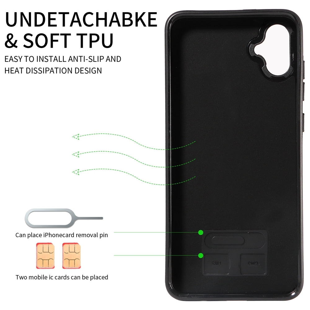Samsung Galaxy A05 Calf Texture Phone Case with Card Slot & Ring Holder - Durable & Stylish Protection