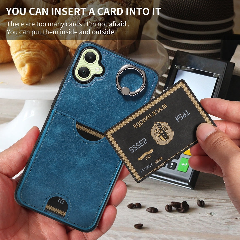 Samsung Galaxy A05 Calf Texture Phone Case with Card Slot & Ring Holder - Durable & Stylish Protection