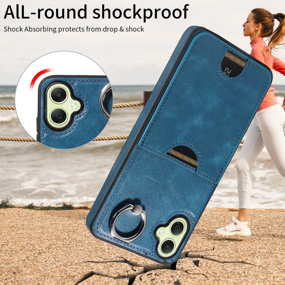 Samsung Galaxy A05 Calf Texture Phone Case with Card Slot & Ring Holder - Durable & Stylish Protection