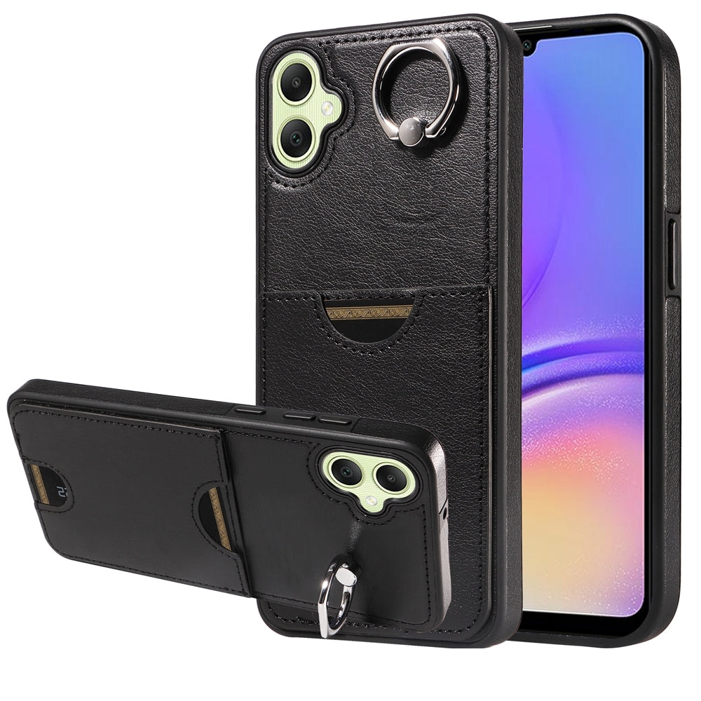 Samsung Galaxy A05 Calf Texture Phone Case with Card Slot & Ring Holder - Durable & Stylish Protection