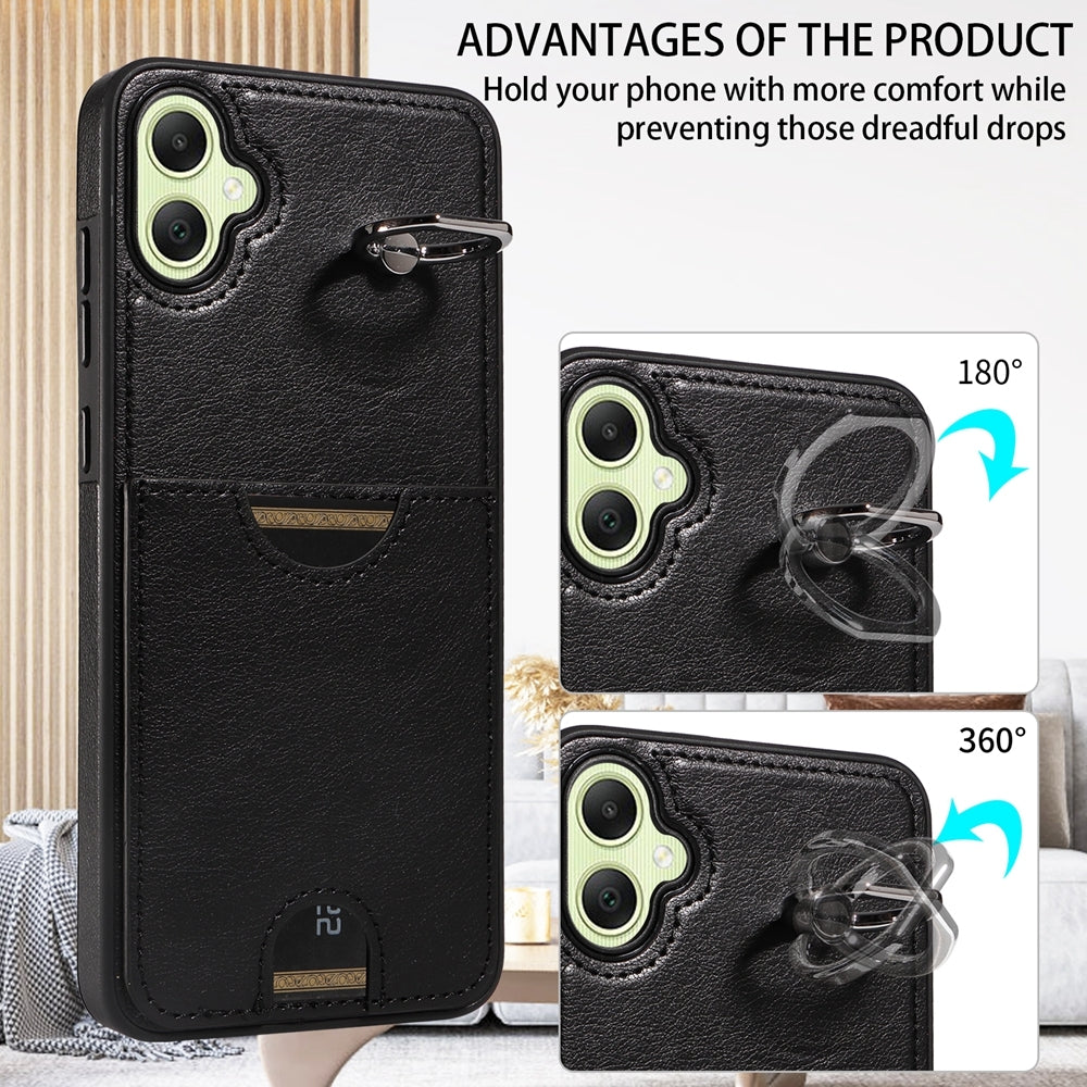 Samsung Galaxy A05 Calf Texture Phone Case with Card Slot & Ring Holder - Durable & Stylish Protection