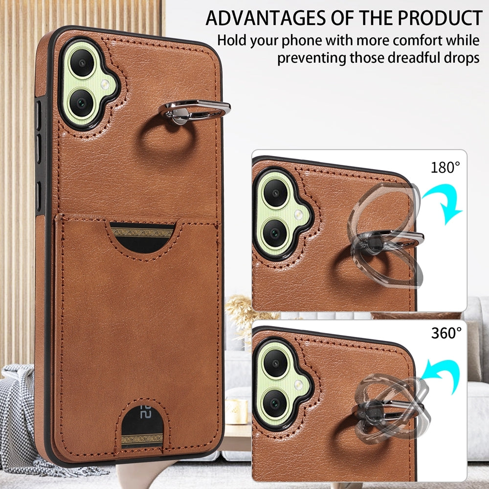 Samsung Galaxy A05 Calf Texture Phone Case with Card Slot & Ring Holder - Durable & Stylish Protection