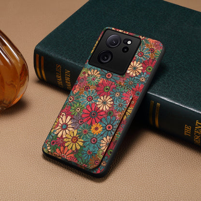 Xiaomi 13T Dual Card Slot Holder Phone Case – Patterned Design, Scratch & Dirt Protection, Convenient Holder