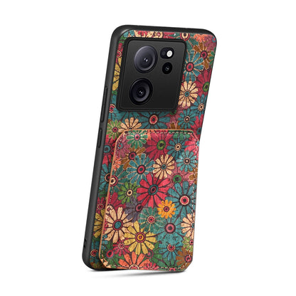 Xiaomi 13T Dual Card Slot Holder Phone Case – Patterned Design, Scratch & Dirt Protection, Convenient Holder