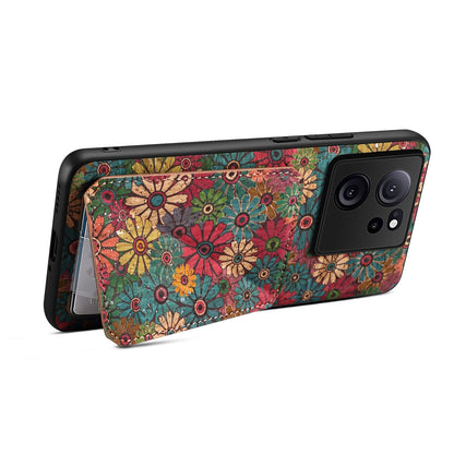 Xiaomi 13T Dual Card Slot Holder Phone Case – Patterned Design, Scratch & Dirt Protection, Convenient Holder
