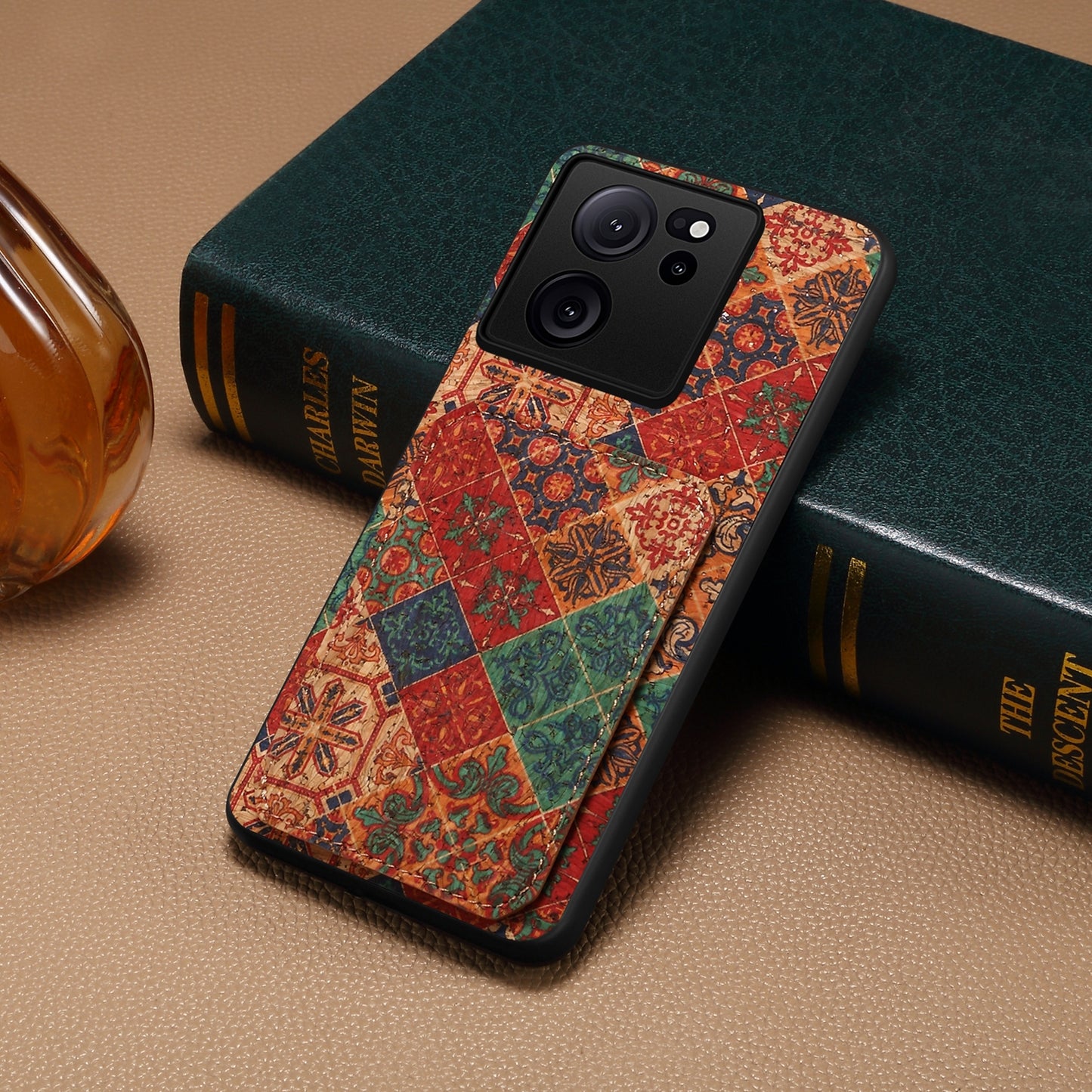 Xiaomi 13T Dual Card Slot Holder Phone Case – Patterned Design, Scratch & Dirt Protection, Convenient Holder