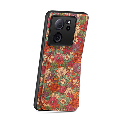 Xiaomi 13T Dual Card Slot Holder Phone Case – Patterned Design, Scratch & Dirt Protection, Convenient Holder