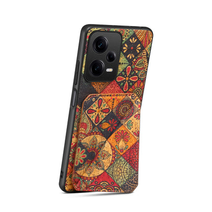 Xiaomi Redmi Note 12 Pro Dual Card Slot Holder Phone Case – Patterned Design, Scratch & Dirt Protection, Convenient Holder