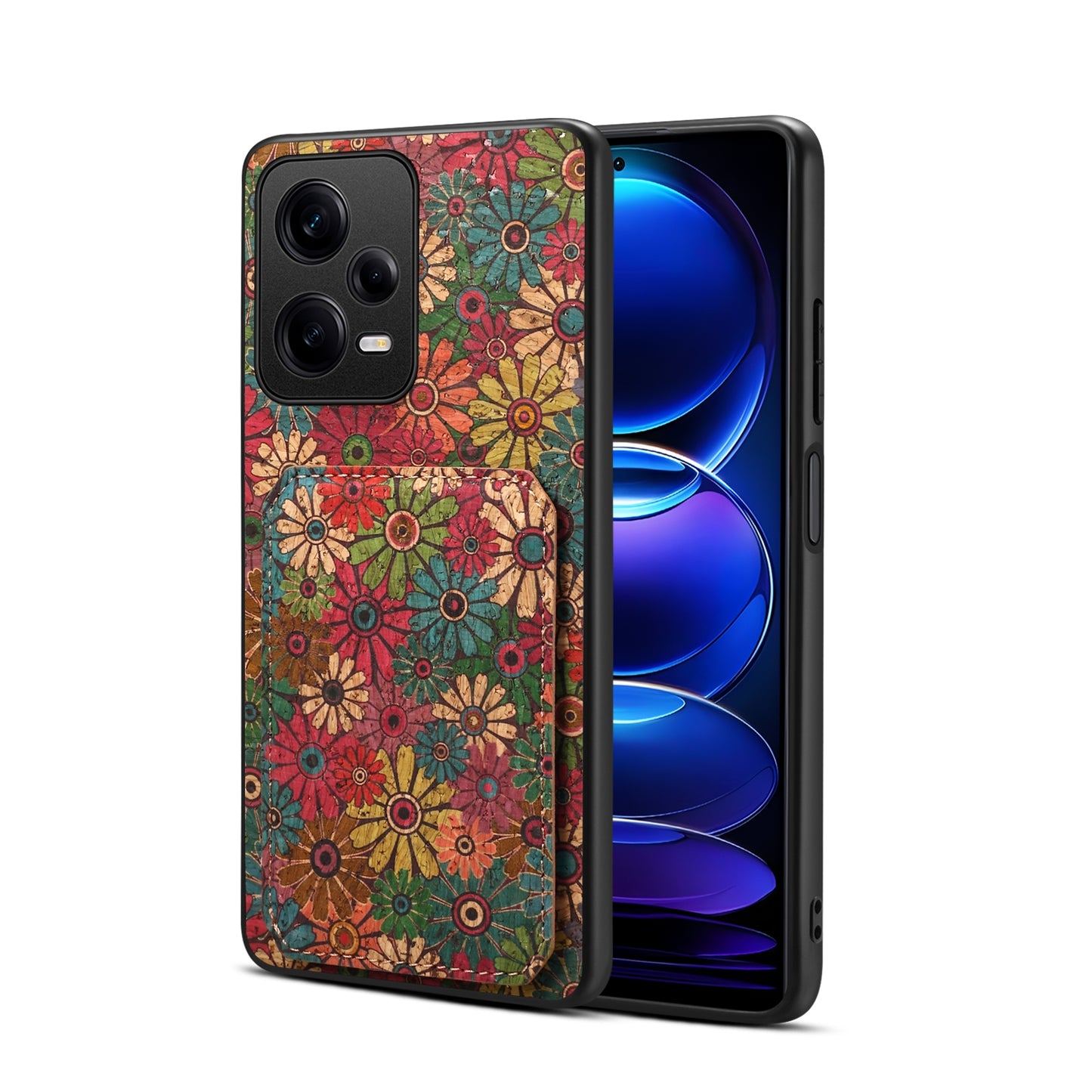 Xiaomi Redmi Note 12 Pro Dual Card Slot Holder Phone Case – Patterned Design, Scratch & Dirt Protection, Convenient Holder