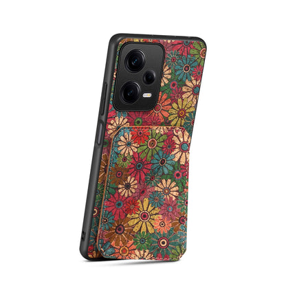 Xiaomi Redmi Note 12 Pro Dual Card Slot Holder Phone Case – Patterned Design, Scratch & Dirt Protection, Convenient Holder