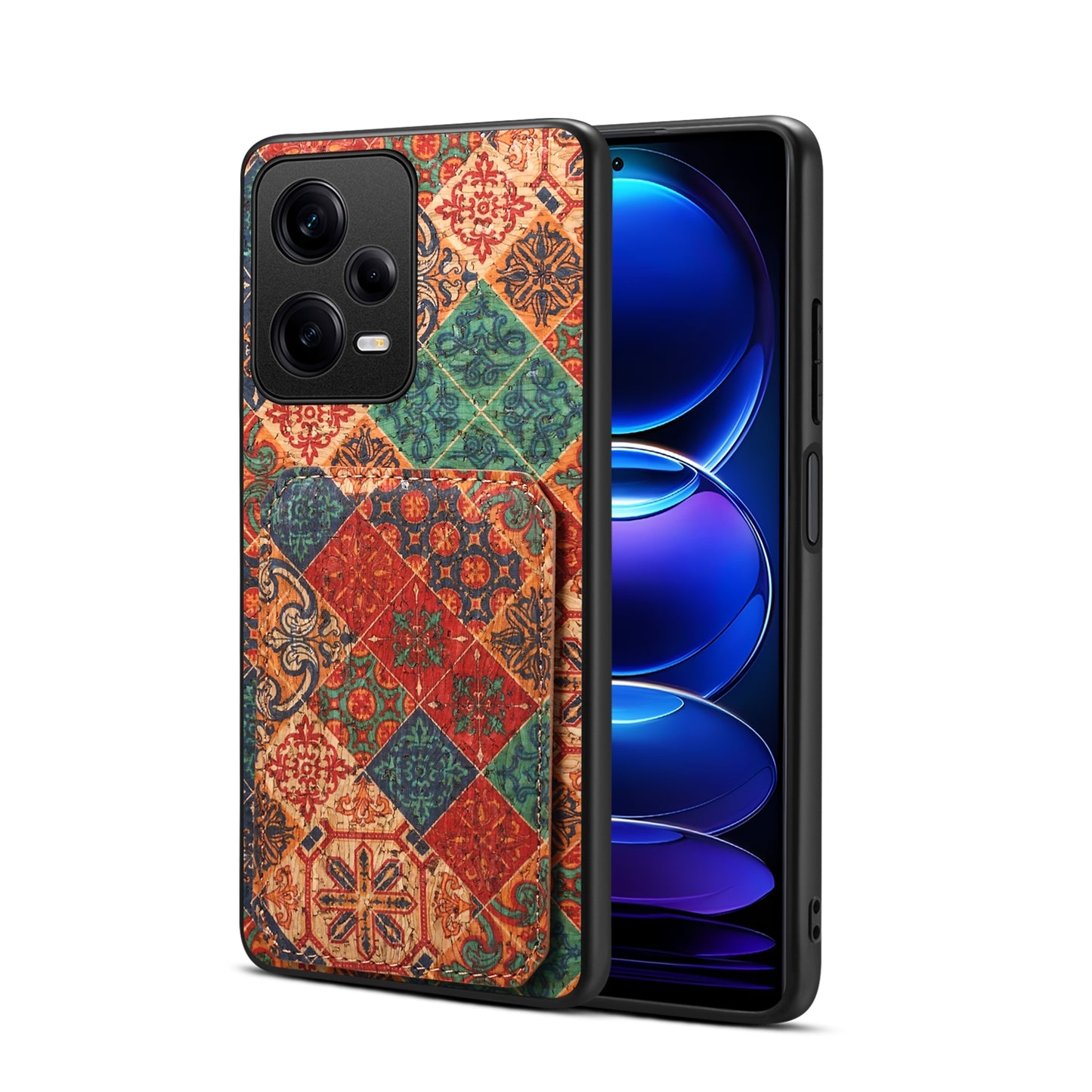 Xiaomi Redmi Note 12 Pro Dual Card Slot Holder Phone Case – Patterned Design, Scratch & Dirt Protection, Convenient Holder
