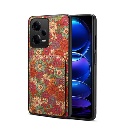Xiaomi Redmi Note 12 Pro Dual Card Slot Holder Phone Case – Patterned Design, Scratch & Dirt Protection, Convenient Holder