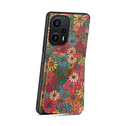 Xiaomi Redmi Note 12 Turbo Dual Card Slot Holder Phone Case – Patterned Design, Scratch & Dirt Protection, Convenient Holder