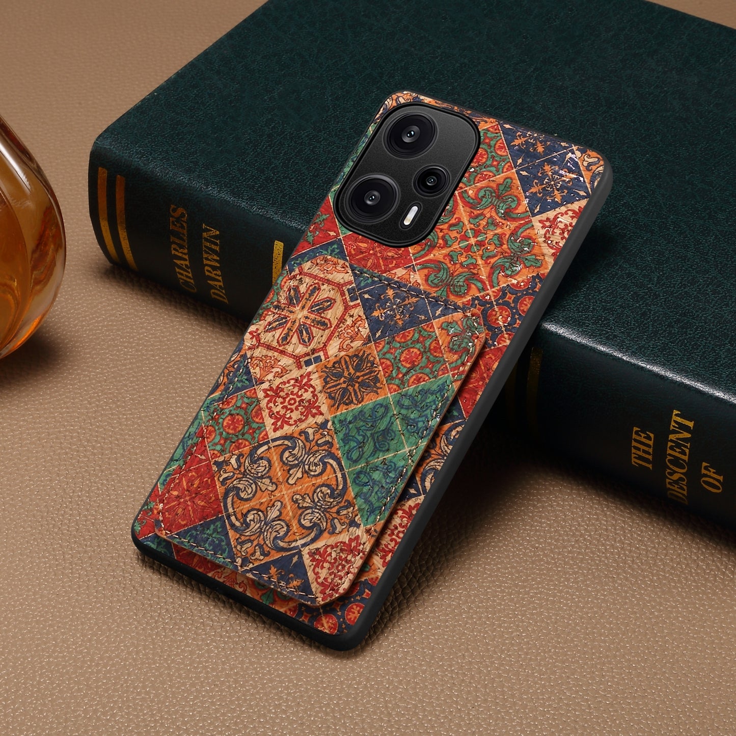 Xiaomi Redmi Note 12 Turbo Dual Card Slot Holder Phone Case – Patterned Design, Scratch & Dirt Protection, Convenient Holder