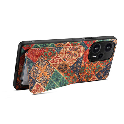 Xiaomi Redmi Note 12 Turbo Dual Card Slot Holder Phone Case – Patterned Design, Scratch & Dirt Protection, Convenient Holder
