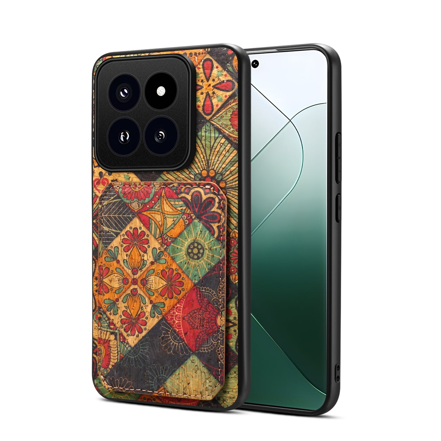 Xiaomi 14 Pro Dual Card Slot Holder Phone Case – Patterned Design, Scratch & Dirt Protection, Convenient Holder