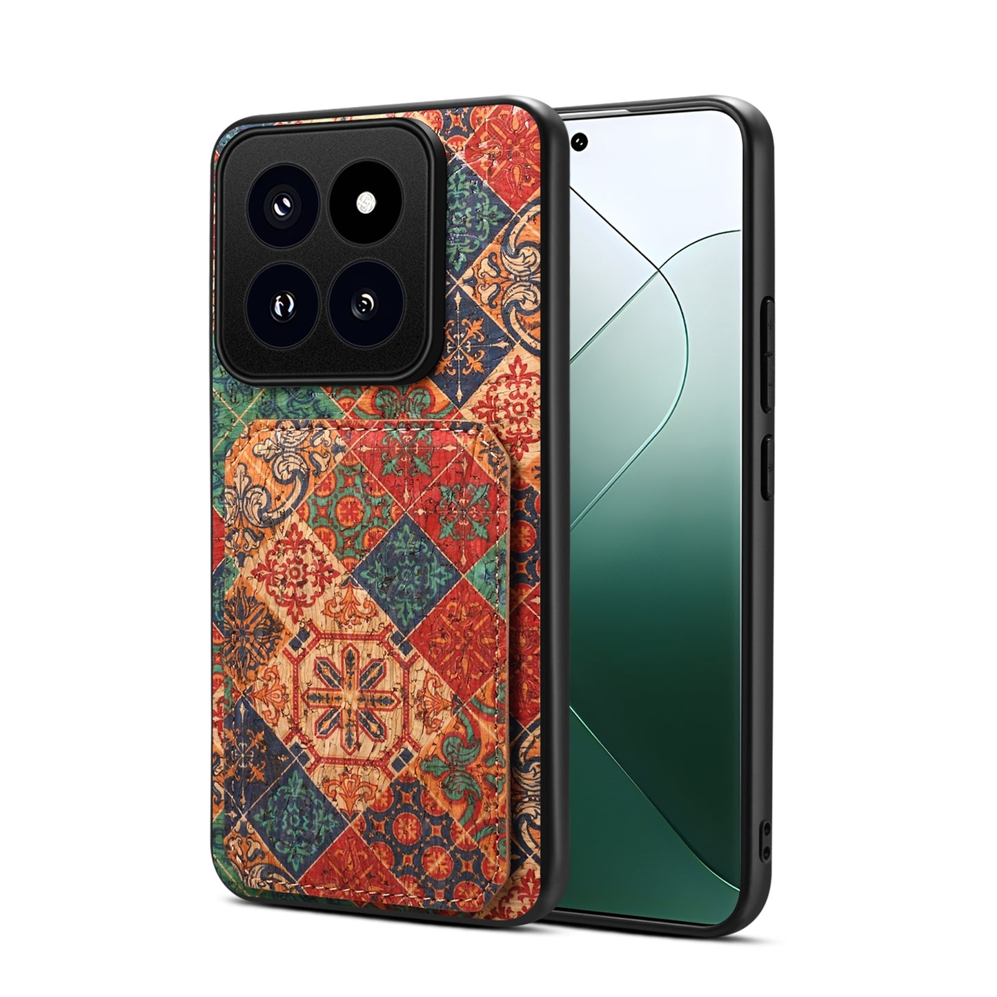 Xiaomi 14 Pro Dual Card Slot Holder Phone Case – Patterned Design, Scratch & Dirt Protection, Convenient Holder