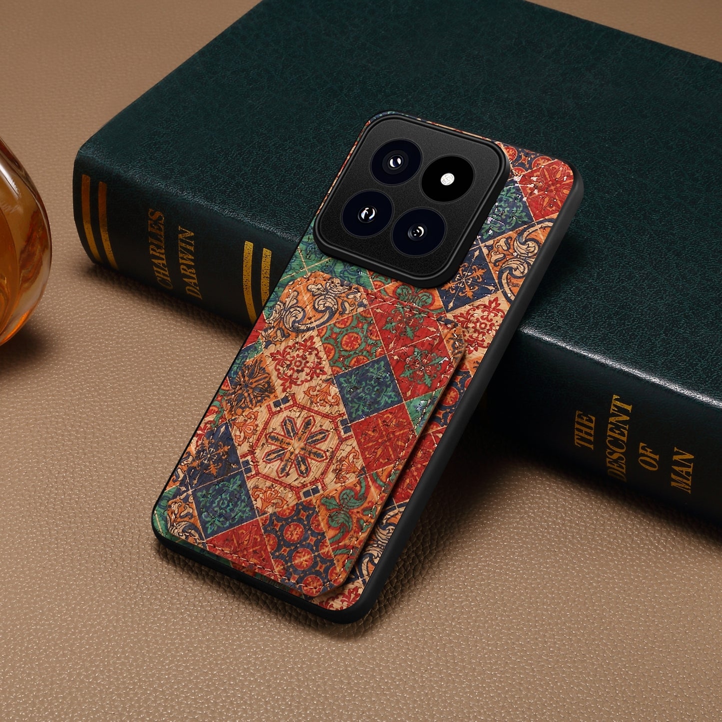Xiaomi 14 Pro Dual Card Slot Holder Phone Case – Patterned Design, Scratch & Dirt Protection, Convenient Holder
