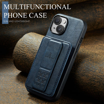 iPhone 15 Plus Card Holder Back Phone Case - Oil Wax Cow Leather