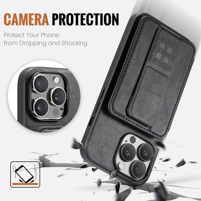 iPhone 12 Pro Card Holder Back Phone Case - Oil Wax Cow Leather