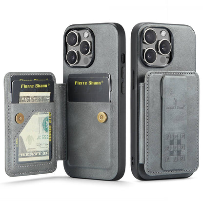 iPhone 12 Pro Card Holder Back Phone Case - Oil Wax Cow Leather