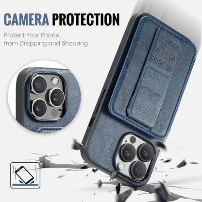 iPhone 12 Pro Card Holder Back Phone Case - Oil Wax Cow Leather