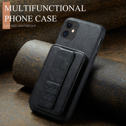 iPhone 11 Pro Card Holder Back Phone Case - Oil Wax Cow Leather