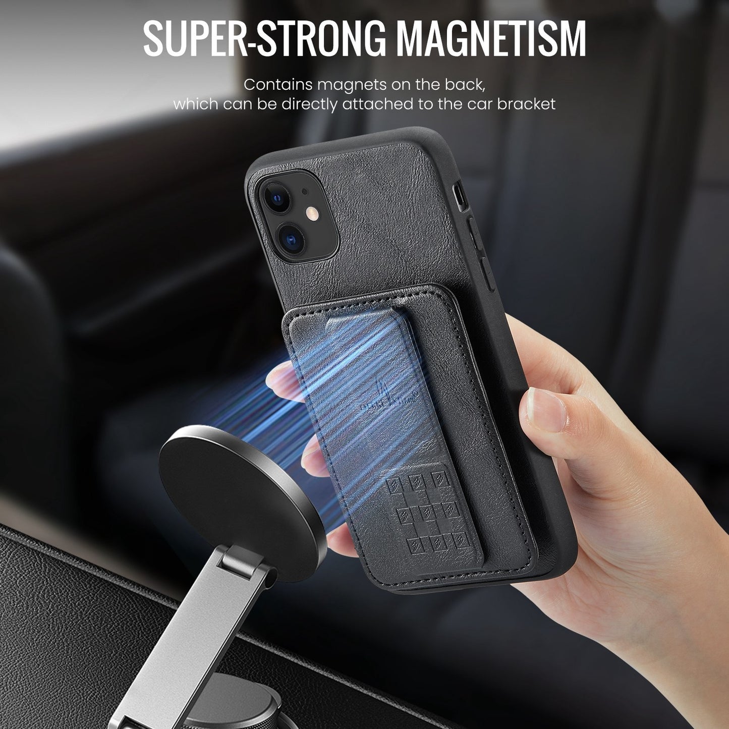 iPhone 11 Pro Card Holder Back Phone Case - Oil Wax Cow Leather