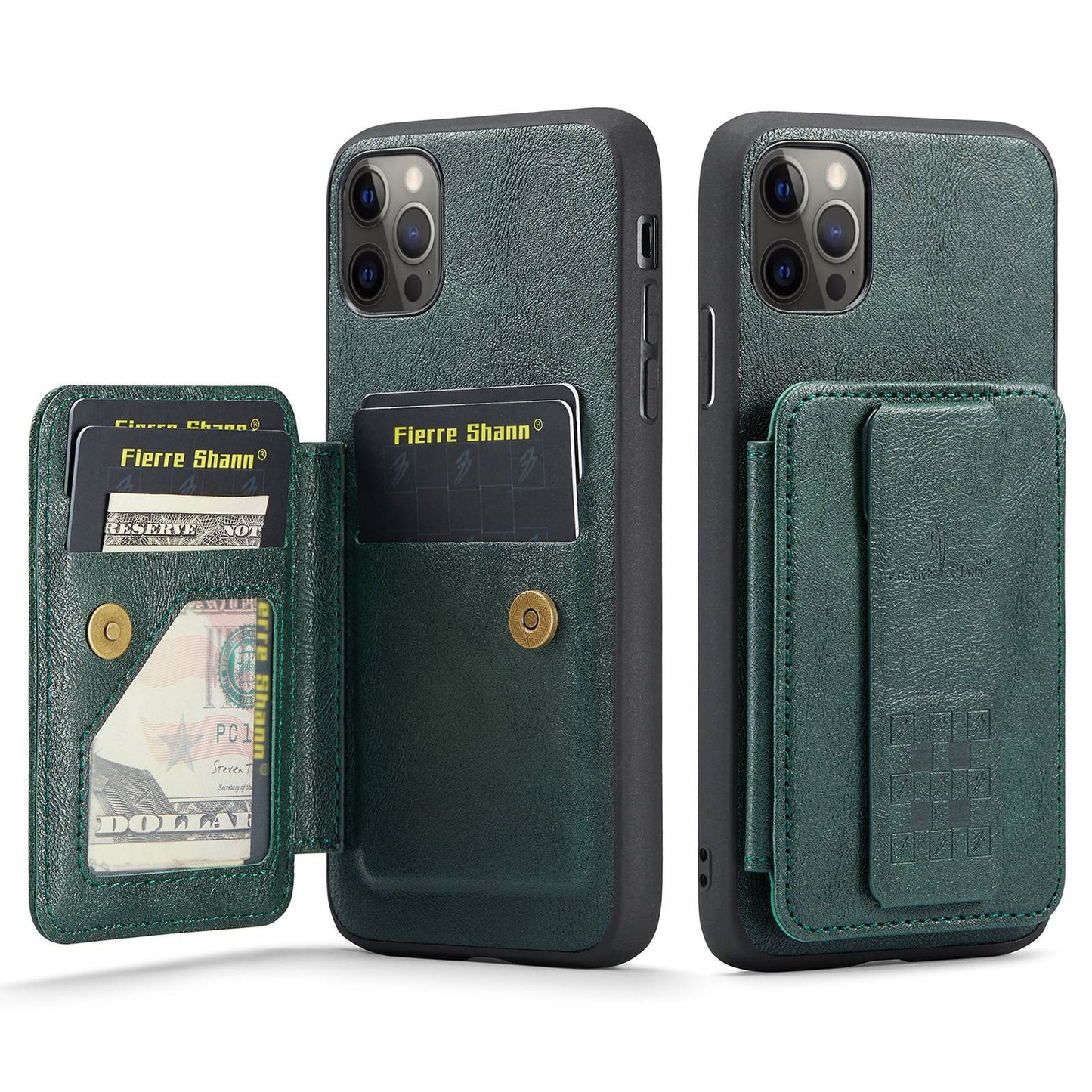 iPhone 11 Pro Card Holder Back Phone Case - Oil Wax Cow Leather