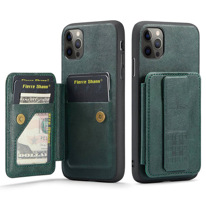 iPhone 11 Pro Card Holder Back Phone Case - Oil Wax Cow Leather