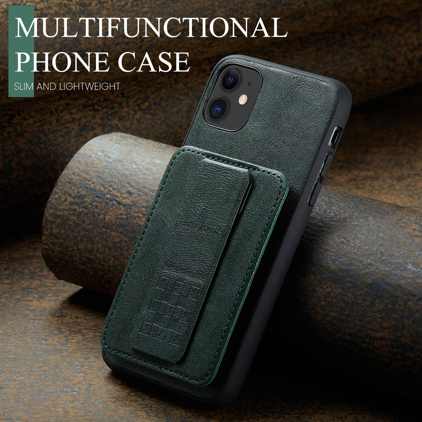 iPhone 11 Pro Card Holder Back Phone Case - Oil Wax Cow Leather