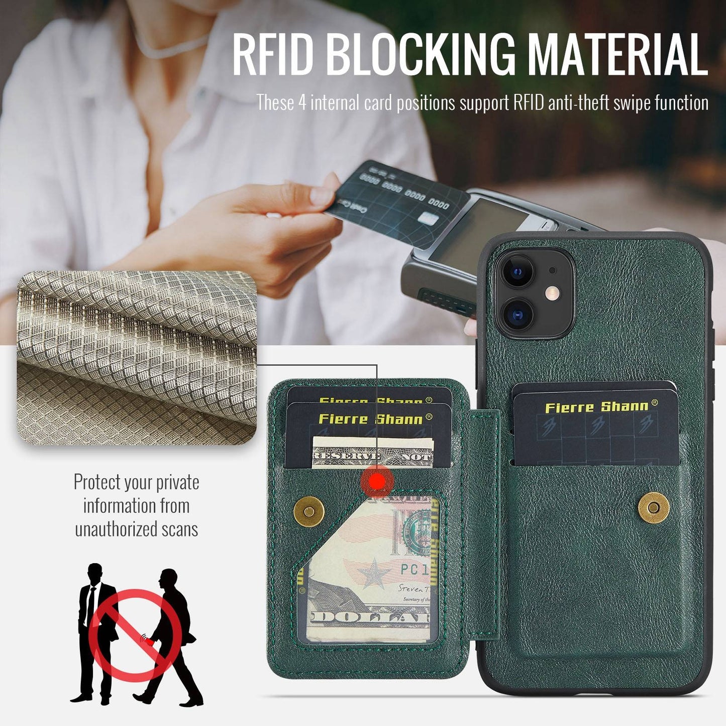 iPhone 11 Pro Card Holder Back Phone Case - Oil Wax Cow Leather