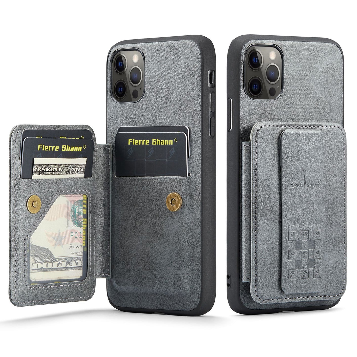 iPhone 11 Pro Card Holder Back Phone Case - Oil Wax Cow Leather