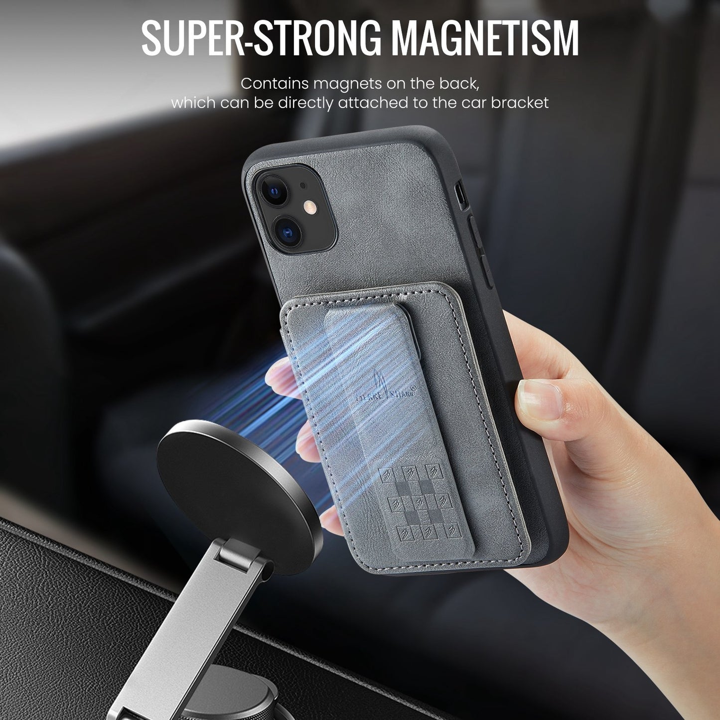iPhone 11 Pro Card Holder Back Phone Case - Oil Wax Cow Leather