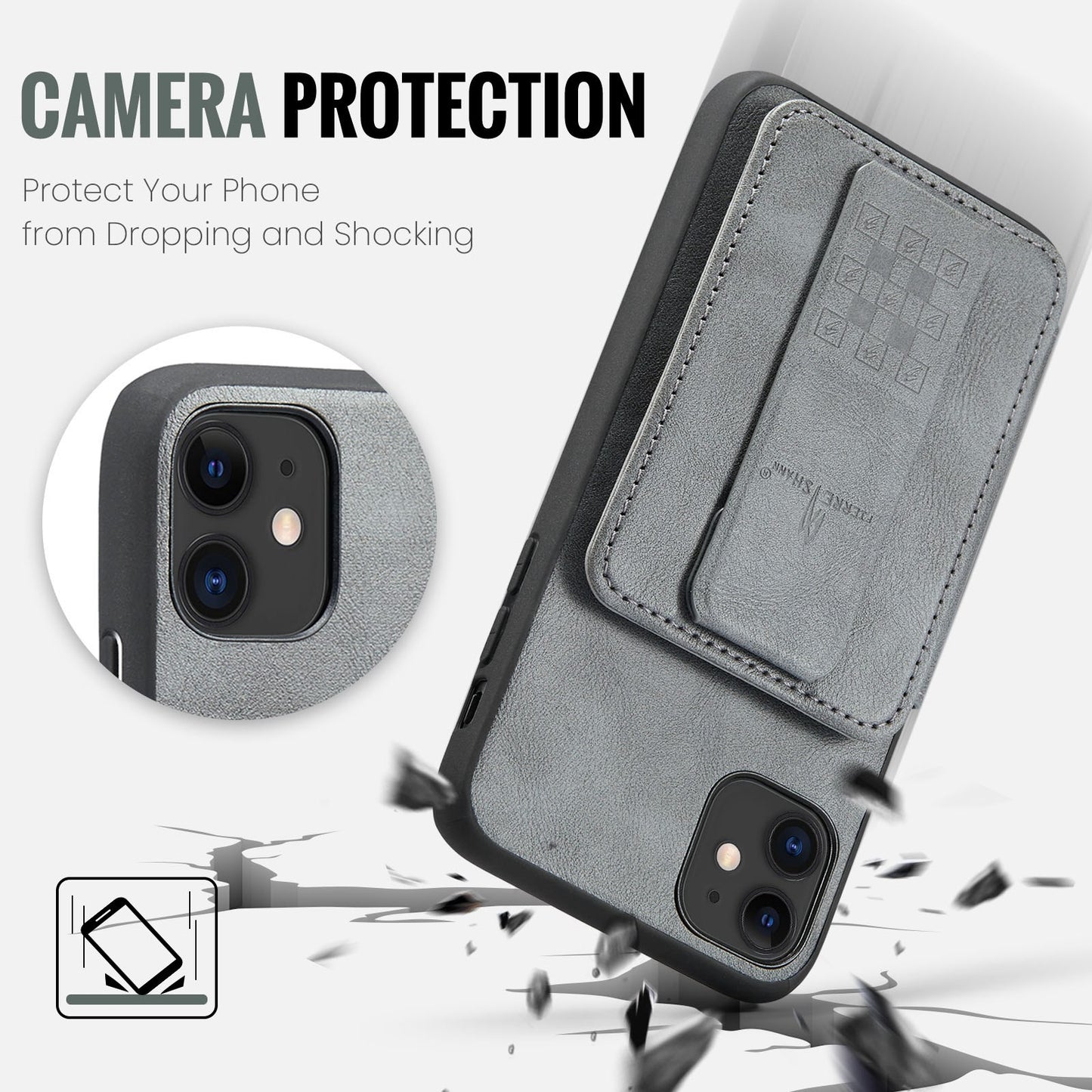 iPhone 11 Pro Card Holder Back Phone Case - Oil Wax Cow Leather